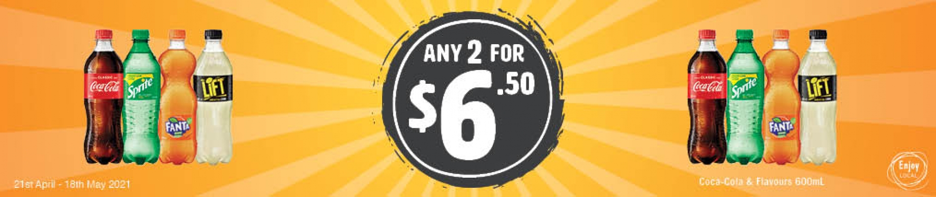 P5_Small Banners_Coca-Cola & Flavours 600mL - Any 2 for $6.50 (National) v2