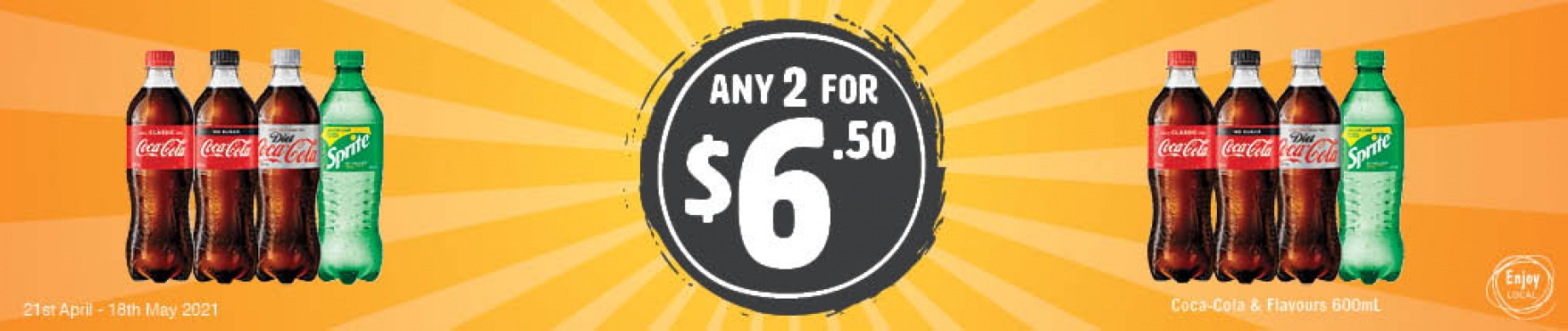 P5_Small Banners_Coca-Cola & Flavours 600mL - Any 2 for $6.50 (National)