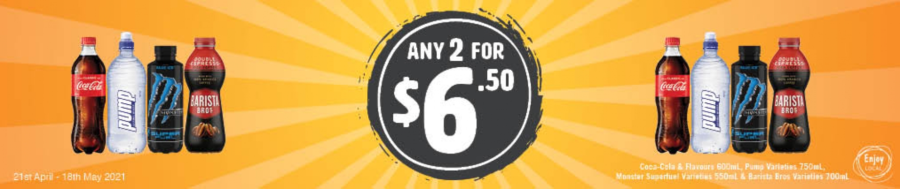 P5_Small Banners_Coca-Cola & Flavours 600mL, Pump Varieties 750mL - Any 2 for $6.50 (National)
