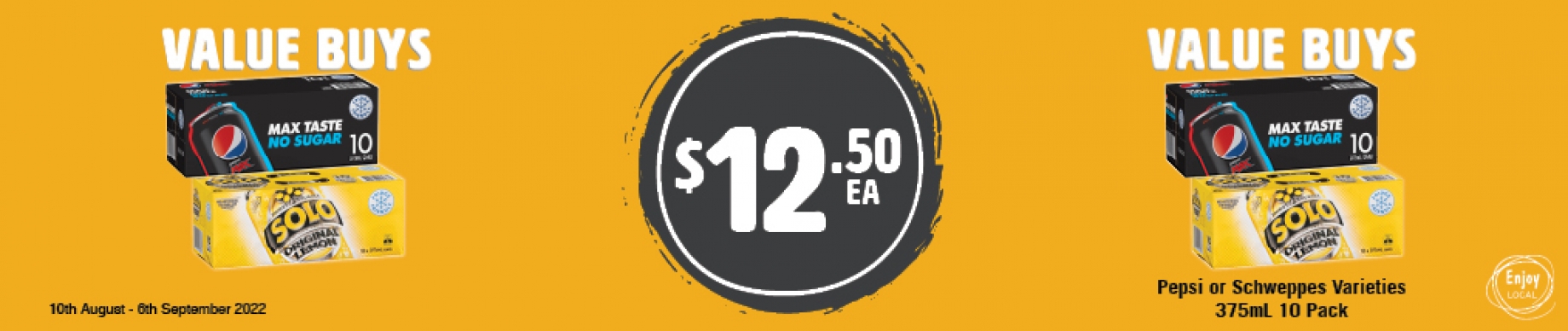 NS002801 - Pepsi or Schweppes 375mL 10 pack - $12.50
